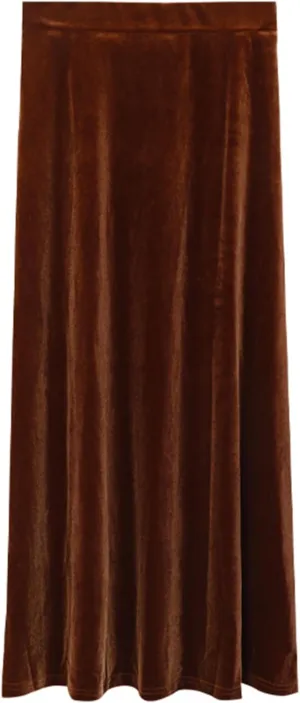Joe Wenko Womens Elastic High Waist Long Maxi Velvet Skirt