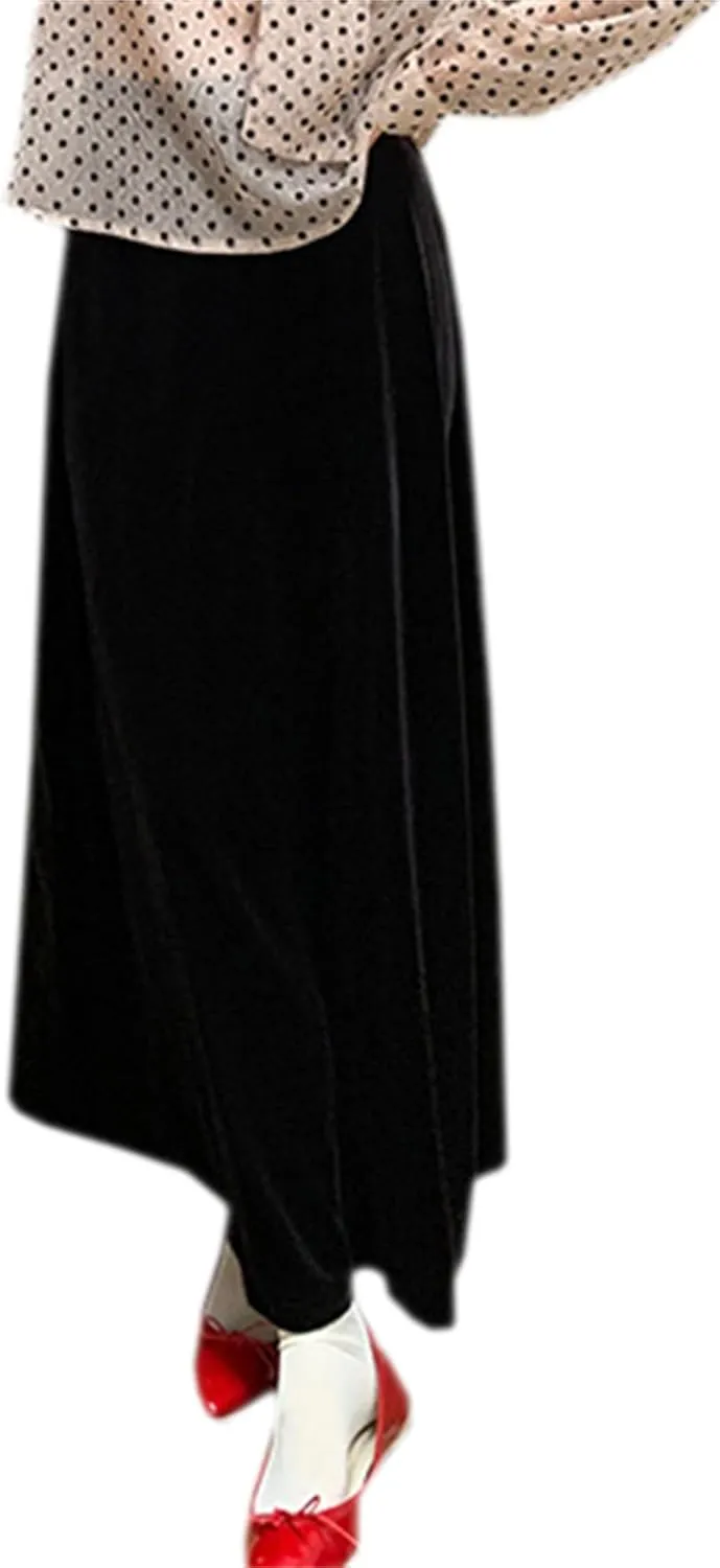 Joe Wenko Womens Elastic High Waist Long Maxi Velvet Skirt