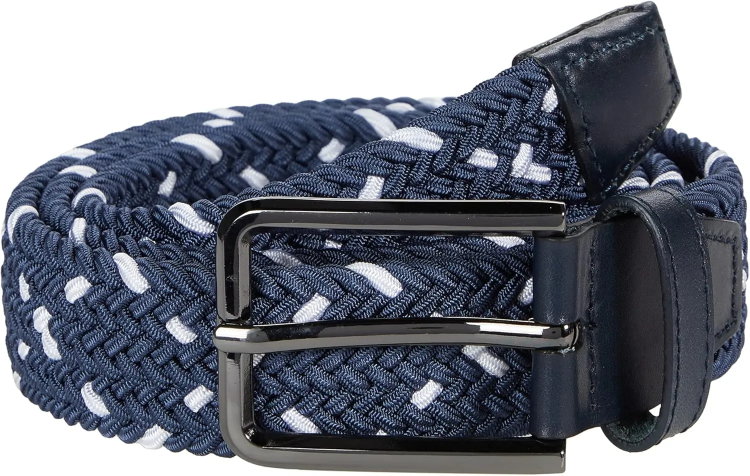 Johnston & Murphy Leather Woven Belt - Belts for Men - Nickel-finish Brass Buckle - Open-weave Leather