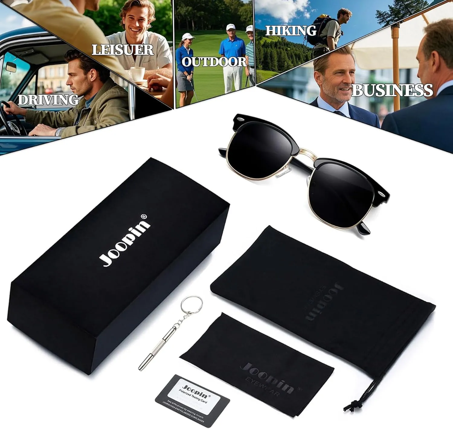 Joopin Vintage Sunglasses Half Frame Sun Glasses Polarized UV Protection Browline Shades for Women Men