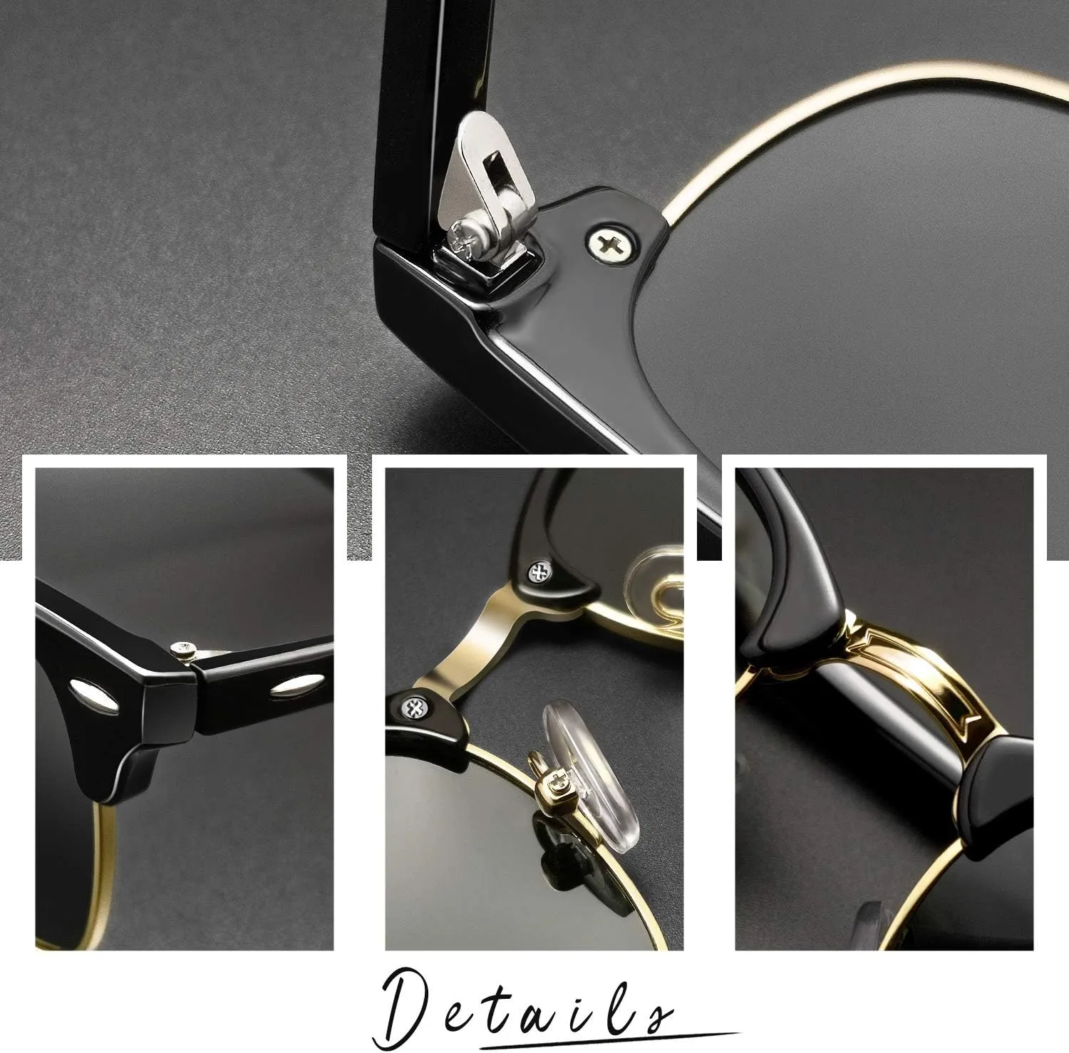 Joopin Vintage Sunglasses Half Frame Sun Glasses Polarized UV Protection Browline Shades for Women Men