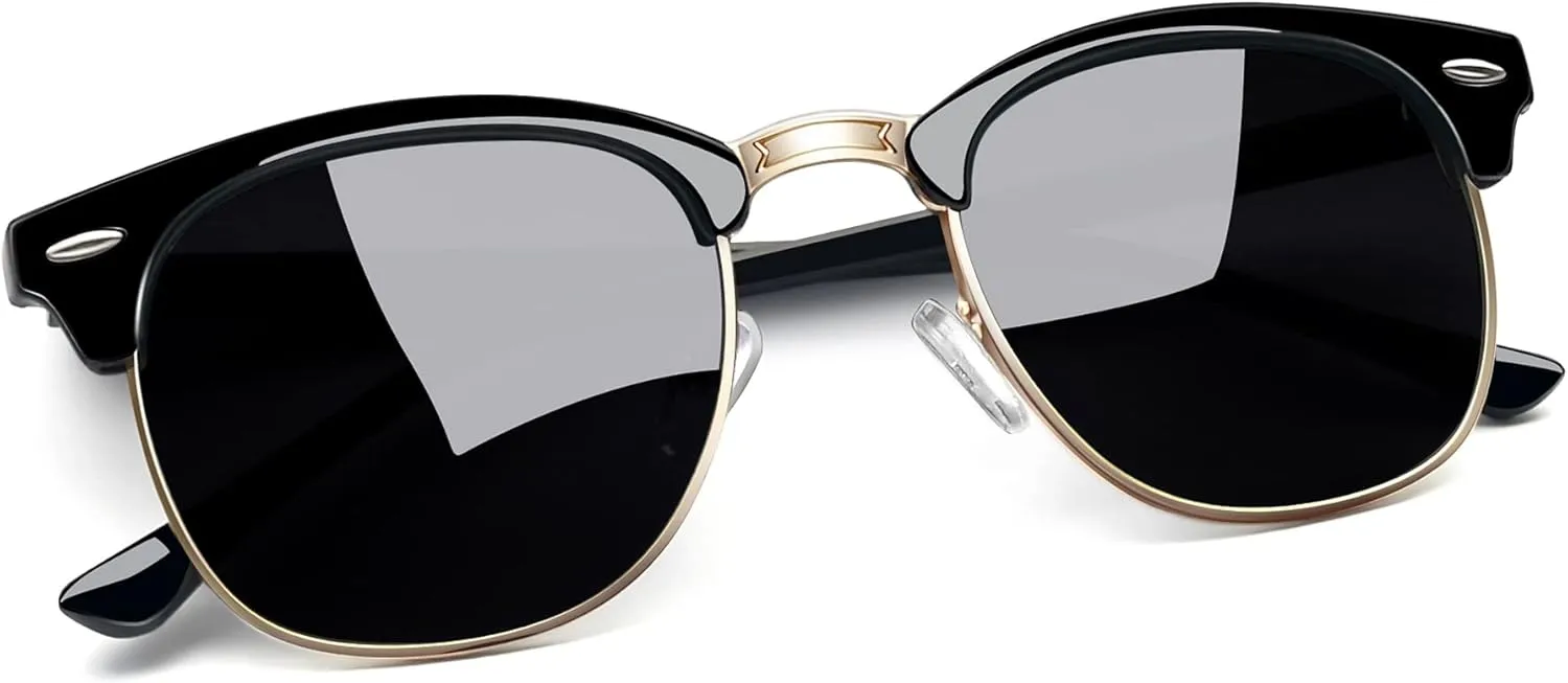 Joopin Vintage Sunglasses Half Frame Sun Glasses Polarized UV Protection Browline Shades for Women Men