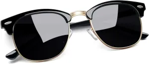 Joopin Vintage Sunglasses Half Frame Sun Glasses Polarized UV Protection Browline Shades for Women Men