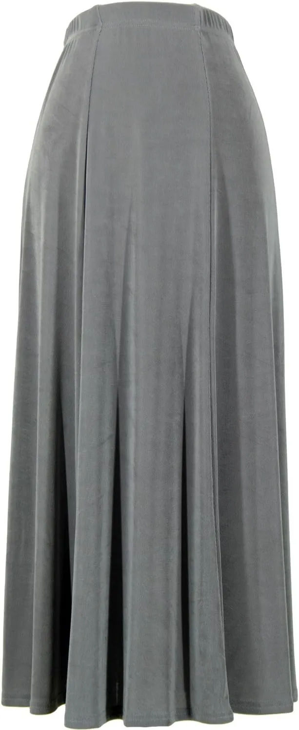 Jostar Women's Button Long Skirt - Elastic Waist Non Iron Flowy Flared Dress