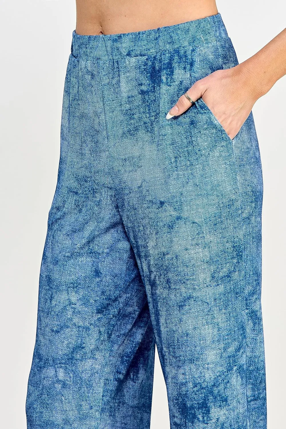 Jostar Women's Wide Leg Pants - Elastic Waist Stretchy Causal Ankle Length Trouser
