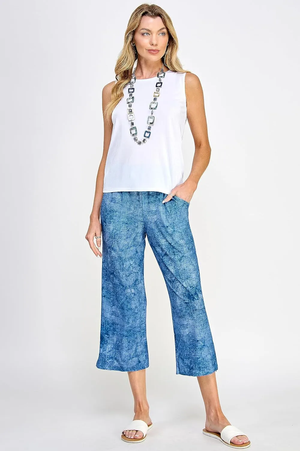 Jostar Women's Wide Leg Pants - Elastic Waist Stretchy Causal Ankle Length Trouser