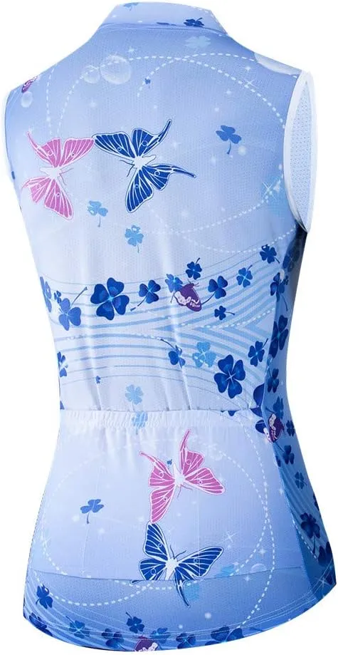 JPOJPO Women's Cycling Jersey Sleeveless Short&Long Sleeve Bike Shirt Half Zipper Road Bicycle Biking Tops CF3