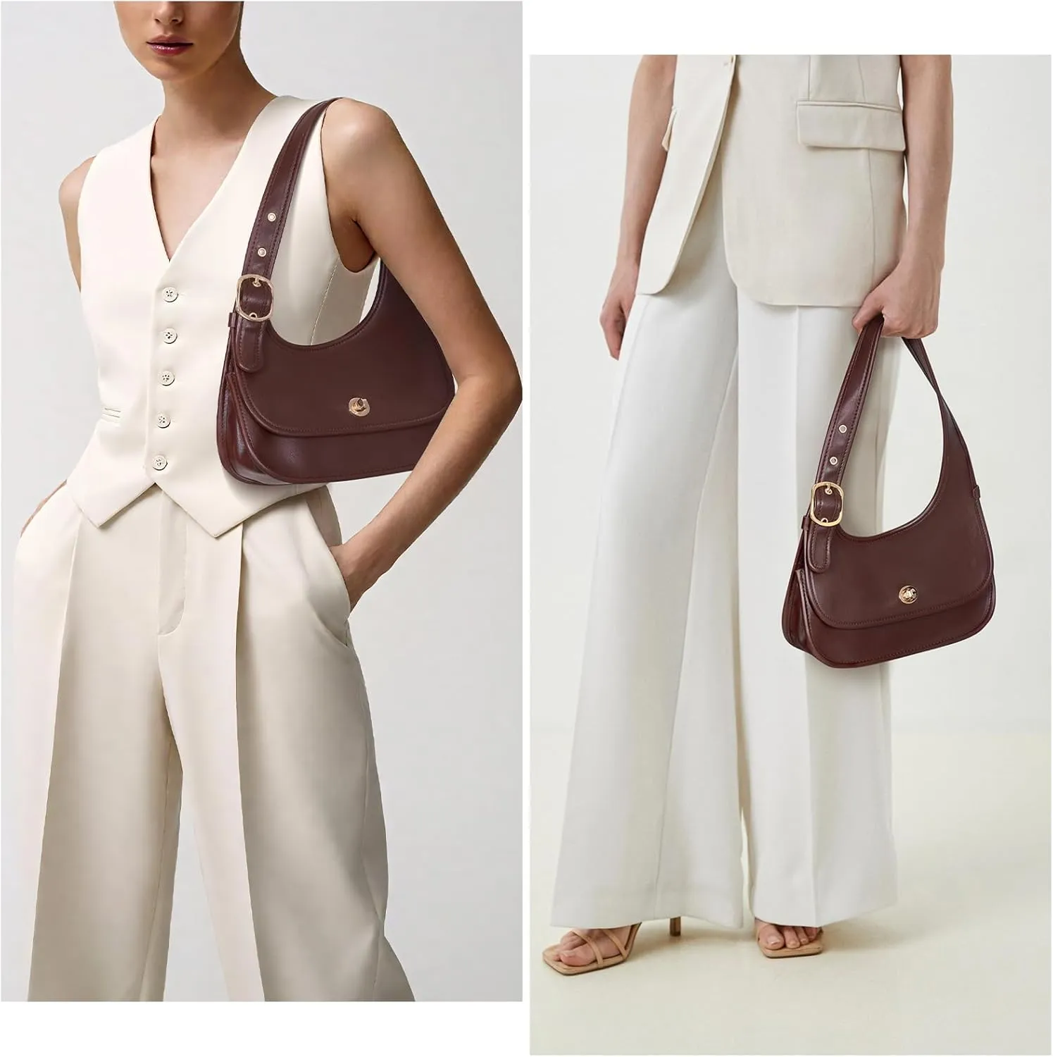 JQWSVE Shoulder Bags for Women Purses and Handbags Trendy Cute Hobo Tote Handbag Vegan Leather Crescent Clutch Underarm Bag