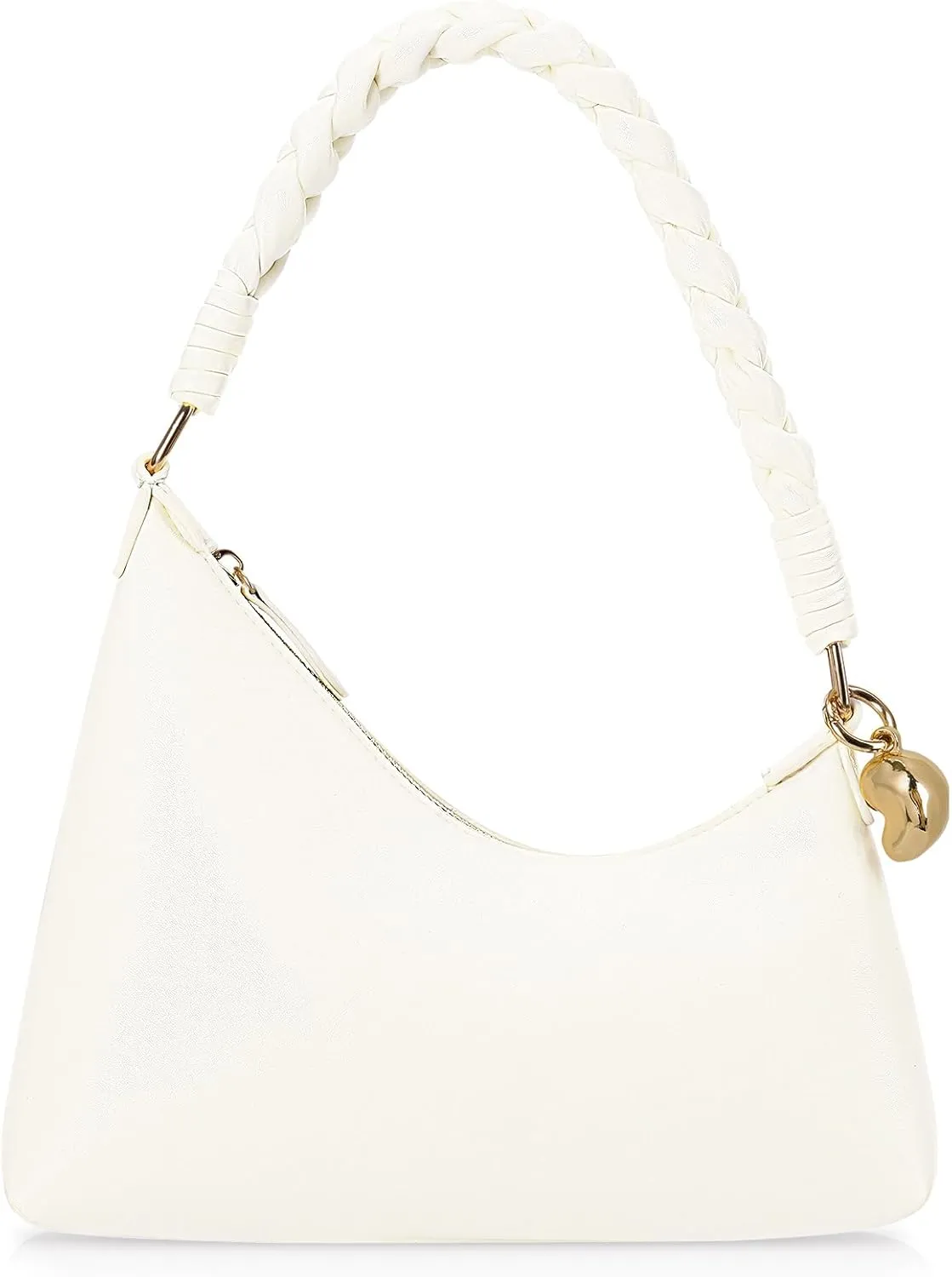 JQWSVE Small Shoulder Bag for Women Red Purse Trendy Clutch Bag Pu Leather Hobo Tote Handbag Cute Shoulder Purse Underarm Bag, White