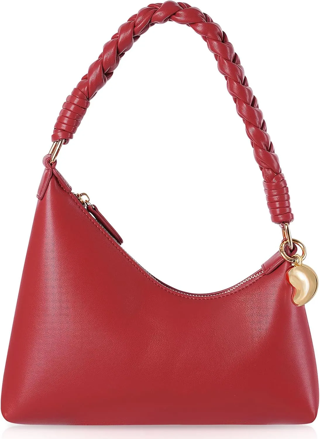 JQWSVE Small Shoulder Bag for Women - Red Purse Trendy Clutch Pu Leather Hobo Tote Handbag Cute Underarm Bag