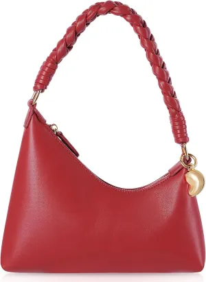 JQWSVE Small Shoulder Bag for Women - Red Purse Trendy Clutch Pu Leather Hobo Tote Handbag Cute Underarm Bag