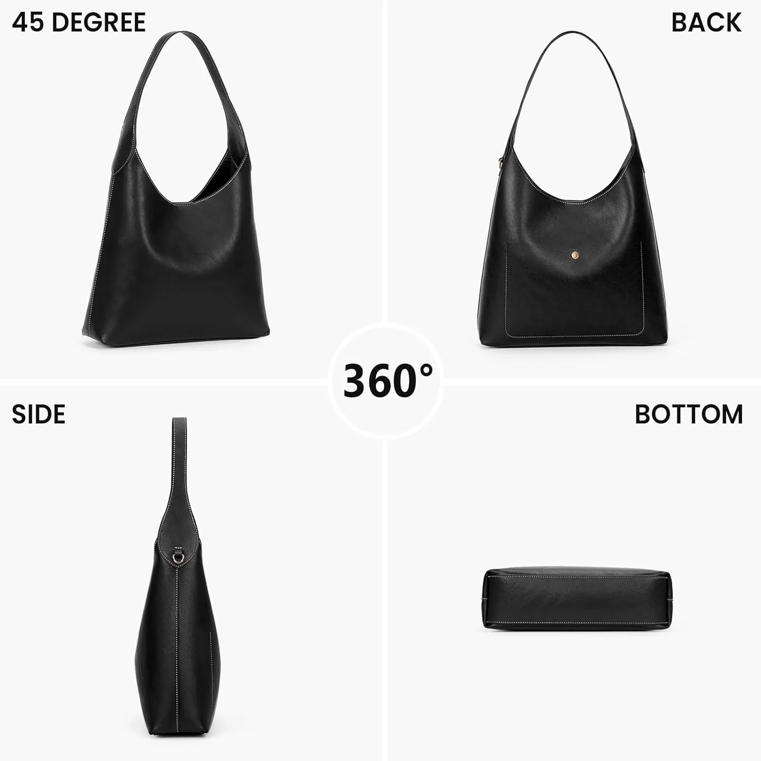 JQWYGB Hobo Bags Slouchy Tote Bag for Women Vegan Leather Shoulder Work Bag Designer Handbag Trendy Slouch Purse