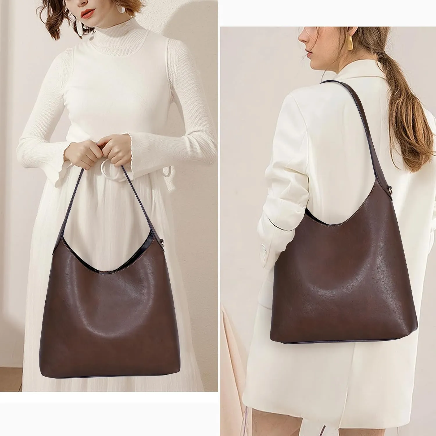 JQWYGB Hobo Bags Slouchy Tote Bag for Women Vegan Leather Shoulder Work Bag Designer Handbag Trendy Slouch Purse