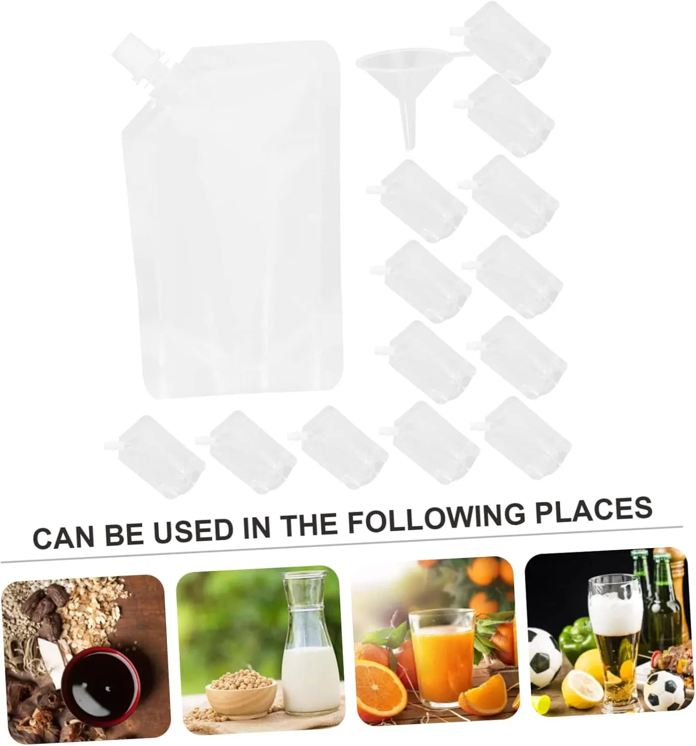 Juice Drink Containers 1 Set of Plastic Pouches Suction Mouth Odorless Leakproof Compact Storage for Travel