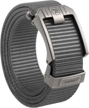 JUKMO Ratchet Belt for Men, Nylon Web Tactical Belt with Automatic Slide Buckle, Adjustable Trim to Fit