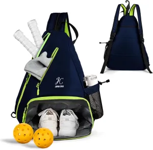 JUMO CYLY Pickleball Bag,Pickleball Bags with Shoe Compartment Adjustable,Pickleball Backpack for Men and Women,Lightweight Unisex Crossbody Casual Sling Sport Bag Fence Hook Safety Pocket
