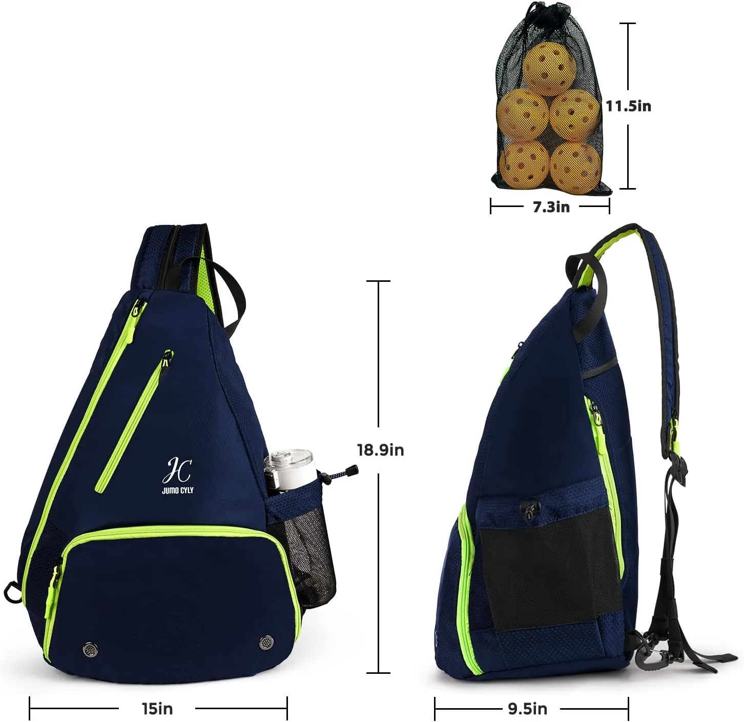 JUMO CYLY Pickleball Bag,Pickleball Bags with Shoe Compartment Adjustable,Pickleball Backpack for Men and Women,Lightweight Unisex Crossbody Casual Sling Sport Bag Fence Hook Safety Pocket