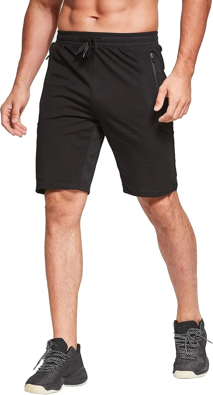 JustSun Mens Shorts Casual Sports with Elastic Waist Zipper Pockets