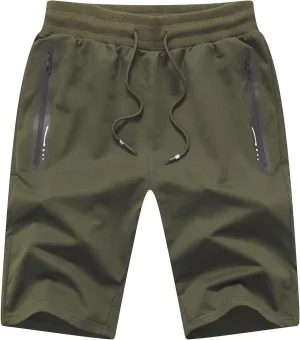 JustSun Mens Shorts Casual Sports with Elastic Waist Zipper Pockets
