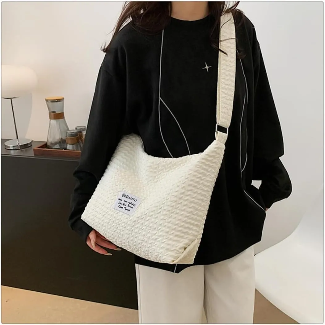JYG Large Hobo Bag for Women Soft Lightweight Shoulder Bag Spring Casual Nylon Handbag with Adjustable Strap