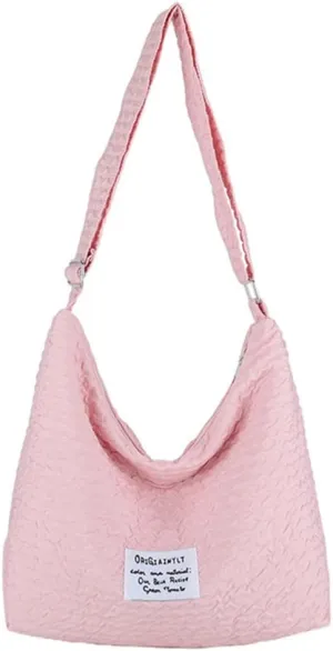 JYG Large Hobo Bag for Women Soft Lightweight Shoulder Bag Spring Casual Nylon Handbag with Adjustable Strap