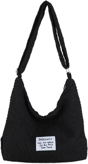 JYG Large Hobo Bag for Women Soft Lightweight Shoulder Bag Spring Casual Nylon Handbag with Adjustable Strap