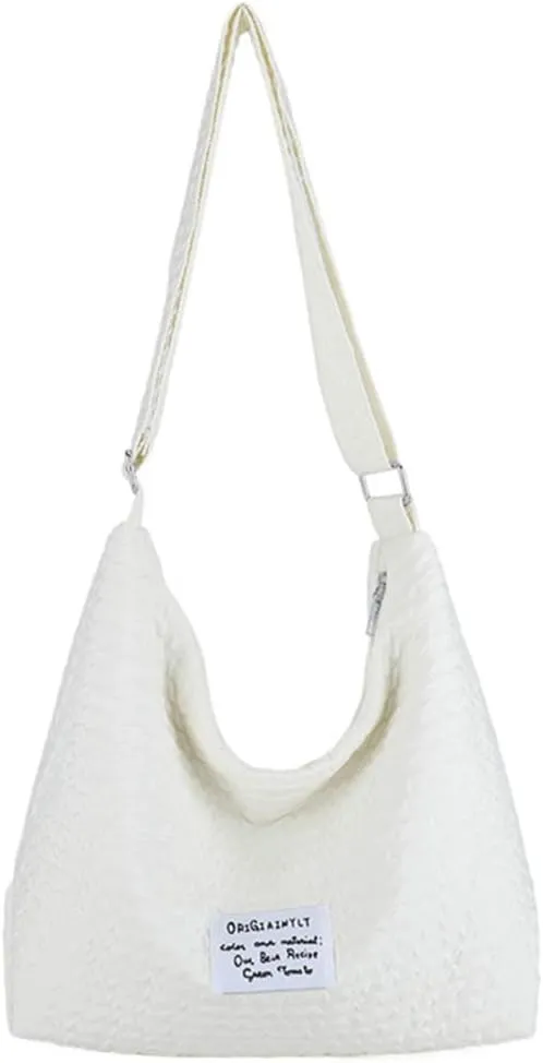 JYG Large Hobo Bag for Women Soft Lightweight Shoulder Bag Spring Casual Nylon Handbag with Adjustable Strap