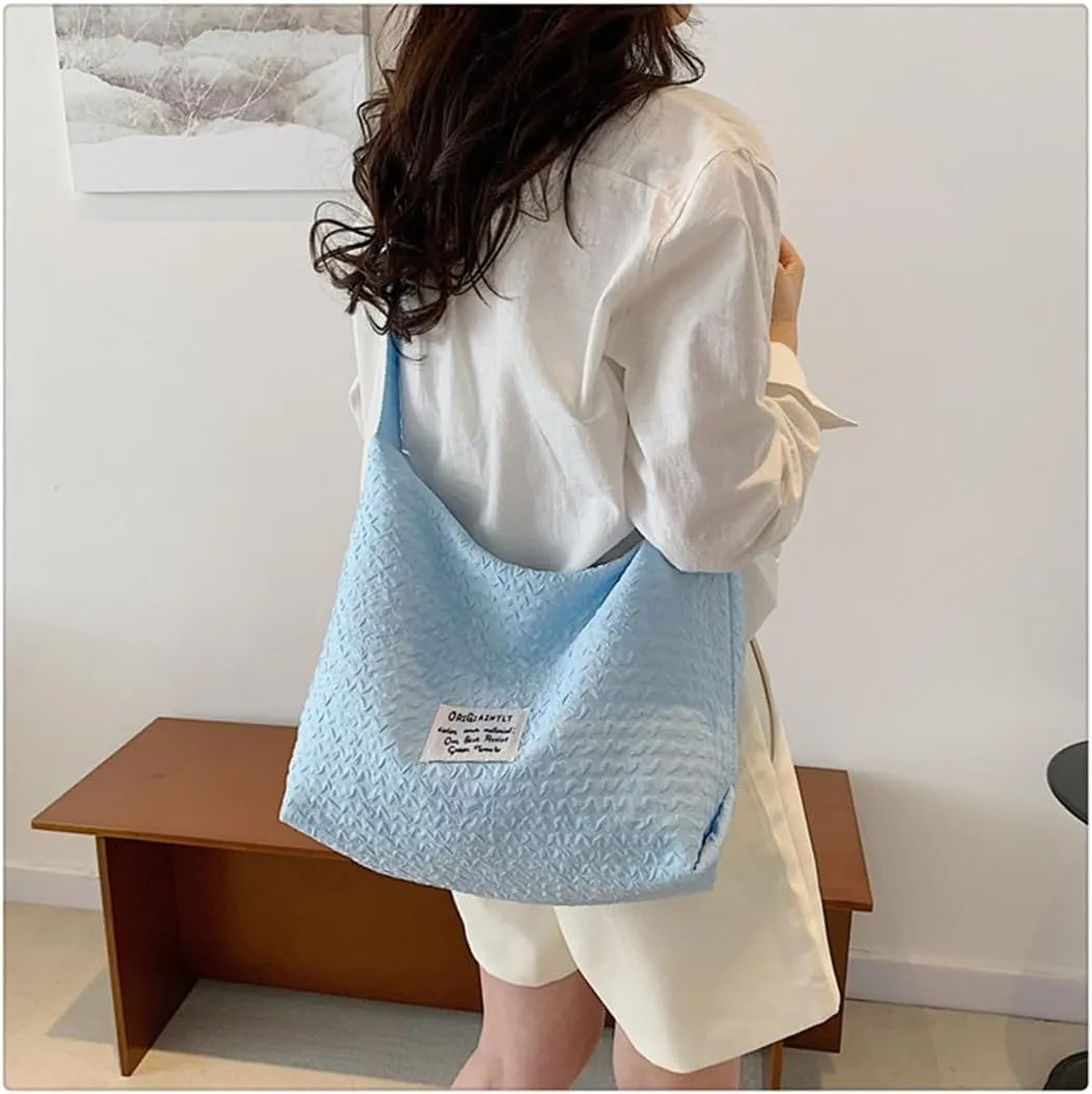 JYG Large Hobo Bag for Women Soft Lightweight Shoulder Bag Spring Casual Nylon Handbag with Adjustable Strap
