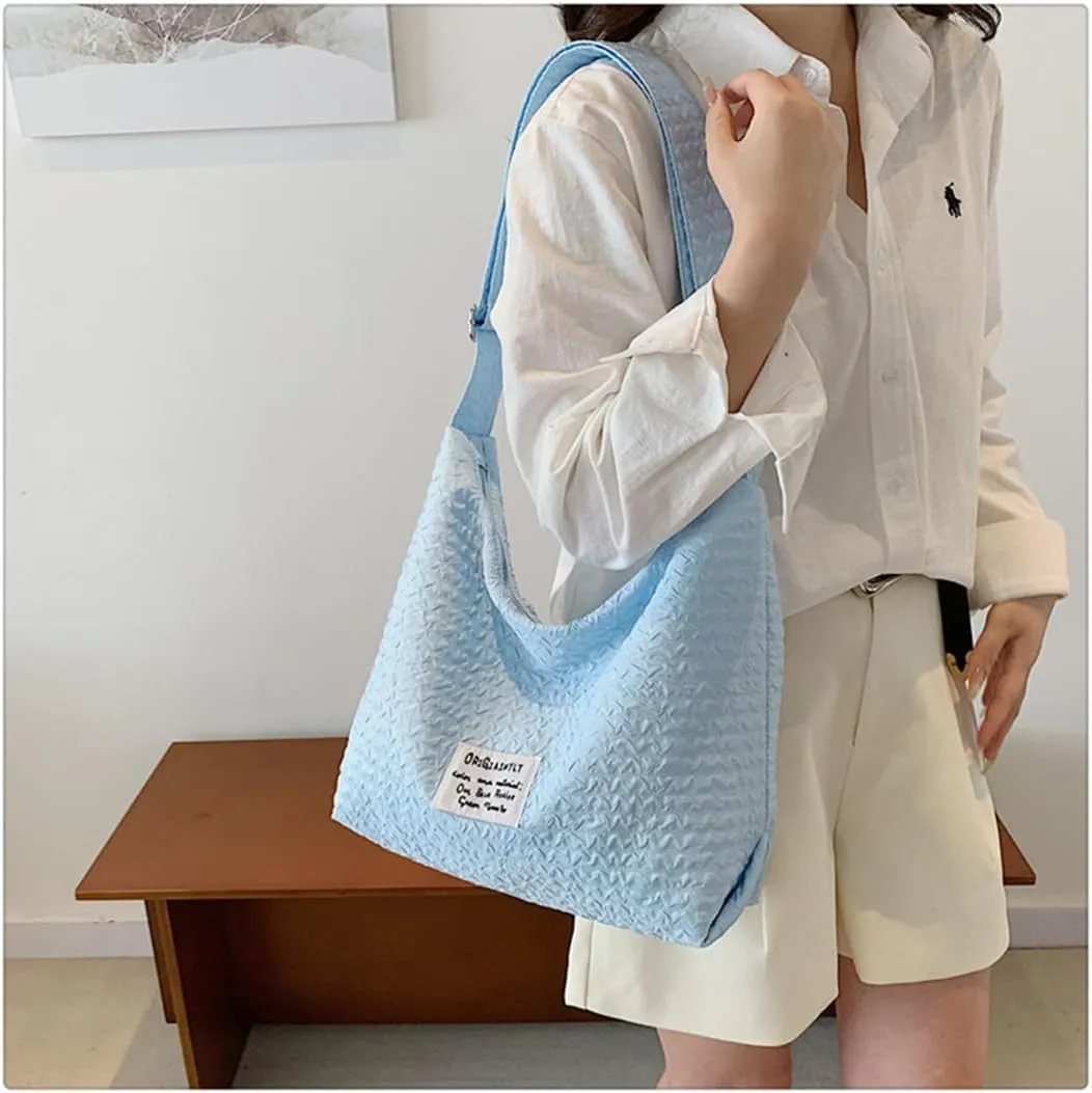 JYG Large Hobo Bag for Women Soft Lightweight Shoulder Bag Spring Casual Nylon Handbag with Adjustable Strap