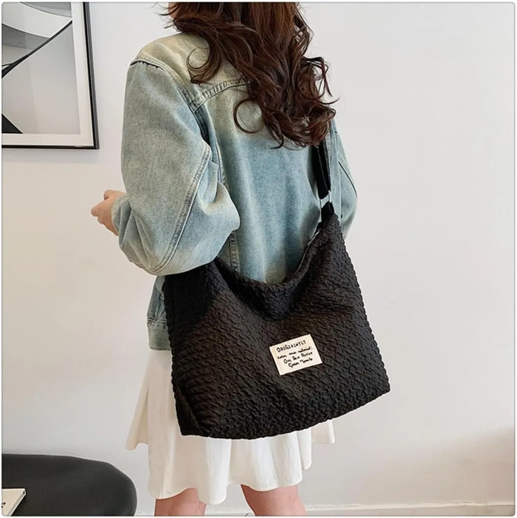 JYG Large Hobo Bag for Women Soft Lightweight Shoulder Bag Spring Casual Nylon Handbag with Adjustable Strap