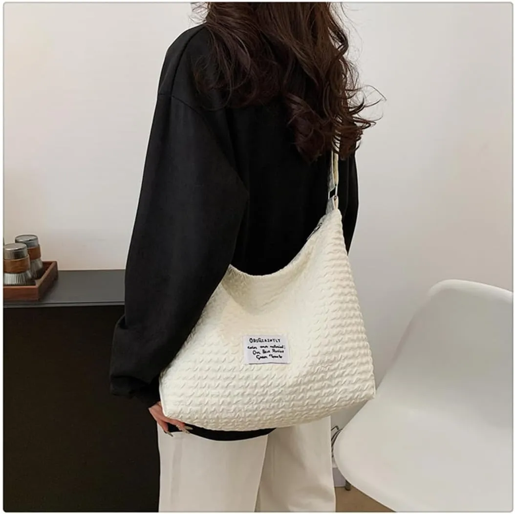 JYG Large Hobo Bag for Women Soft Lightweight Shoulder Bag Spring Casual Nylon Handbag with Adjustable Strap