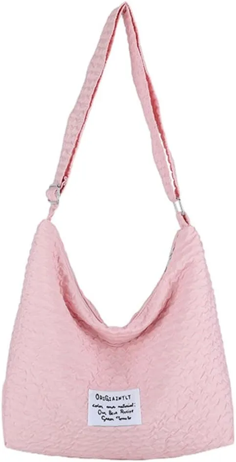 JYG Large Hobo Bag for Women Soft Lightweight Shoulder Bag Spring Casual Nylon Handbag with Adjustable Strap