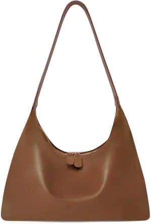 JYG Leather Hobo Bags for Women Small Soft Shoulder Purse Slouchy Tote Handbags with Double Zipper Design 2025