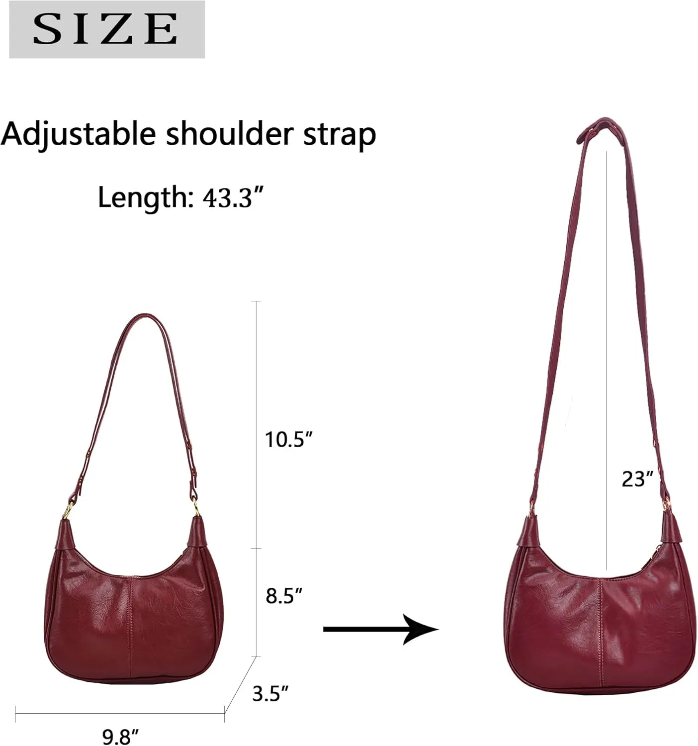 JYG Small Hobo Bags for Women Retro Crescent Shoulder Purse Fall Soft Crossbody Handbag 2025
