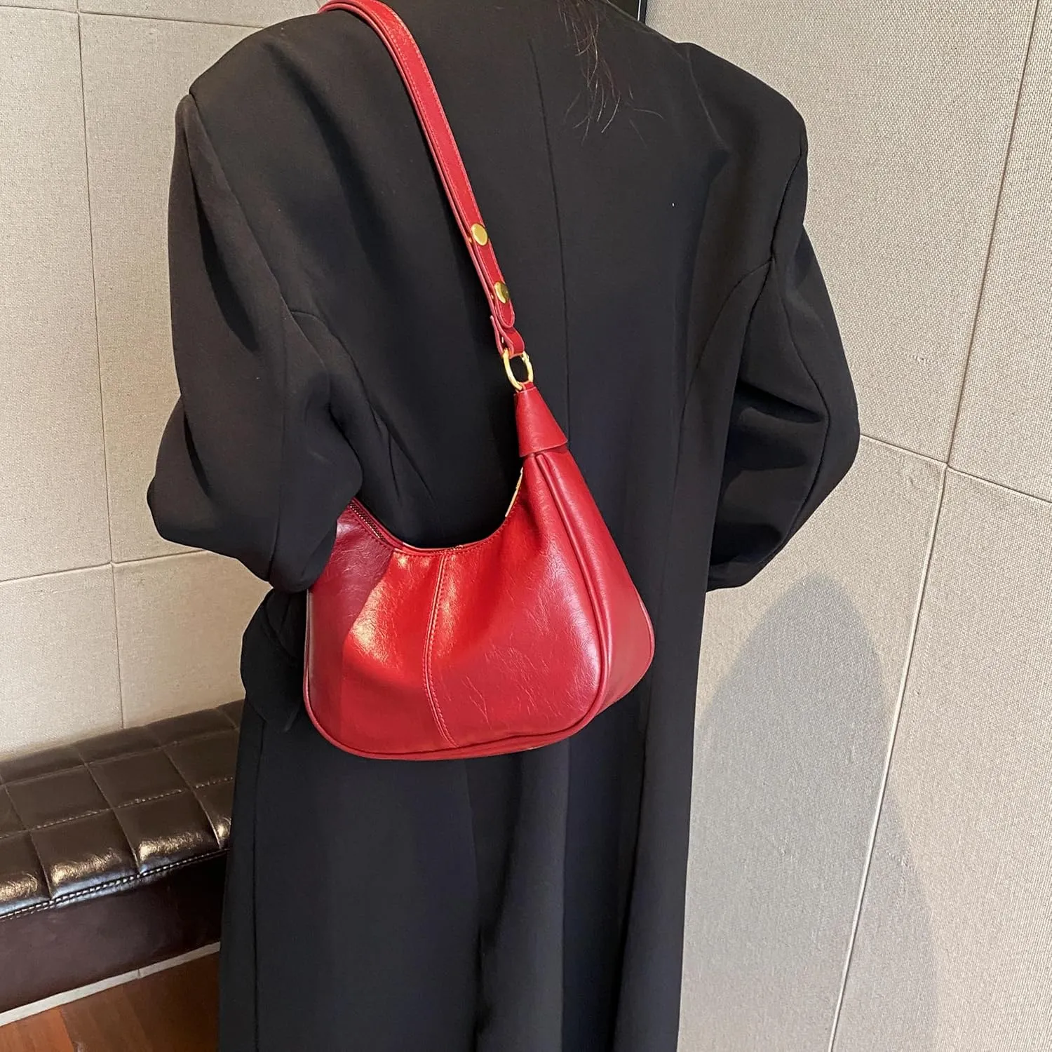JYG Small Hobo Bags for Women Retro Crescent Shoulder Purse Fall Soft Crossbody Handbag 2025