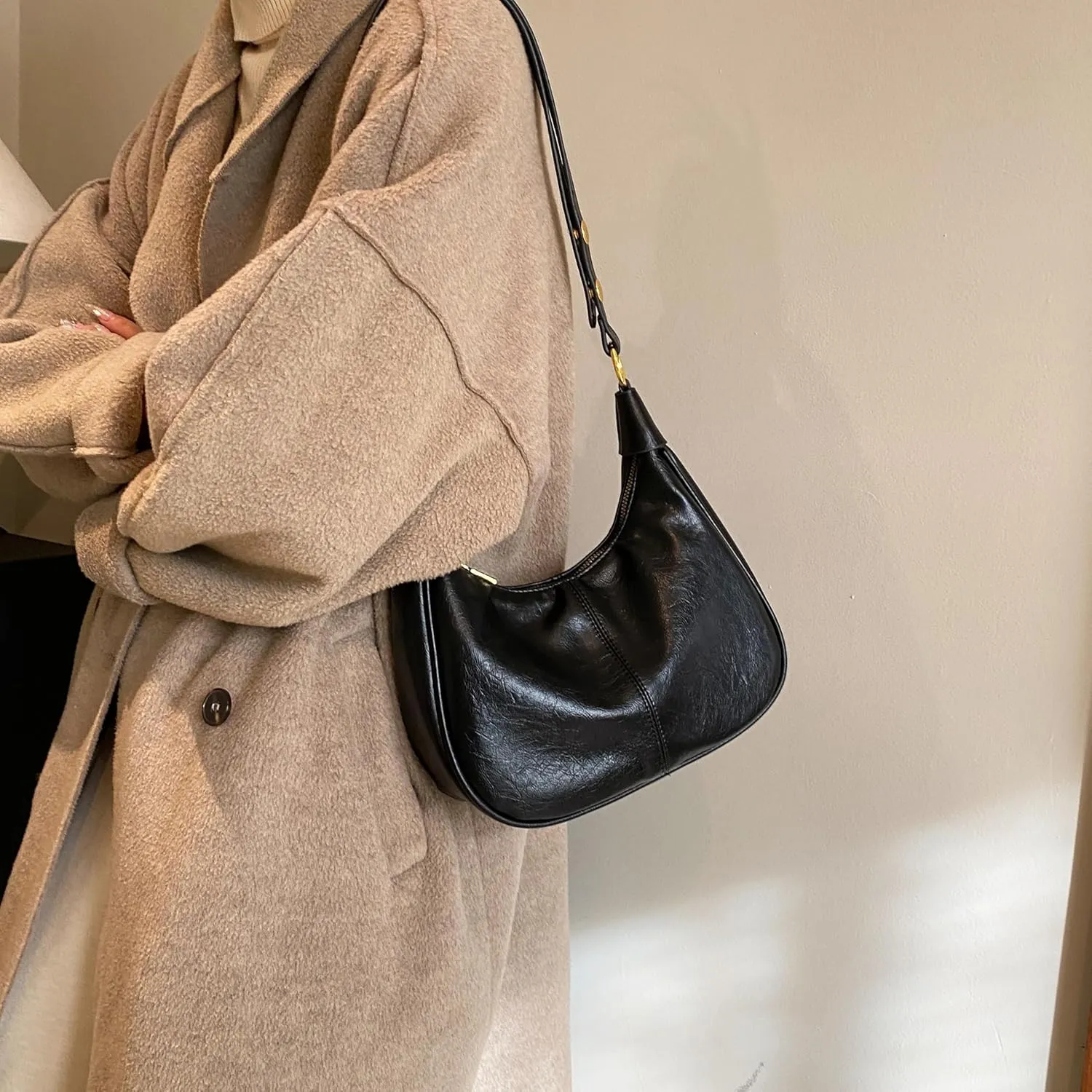 JYG Small Hobo Bags for Women Retro Crescent Shoulder Purse Fall Soft Crossbody Handbag 2025