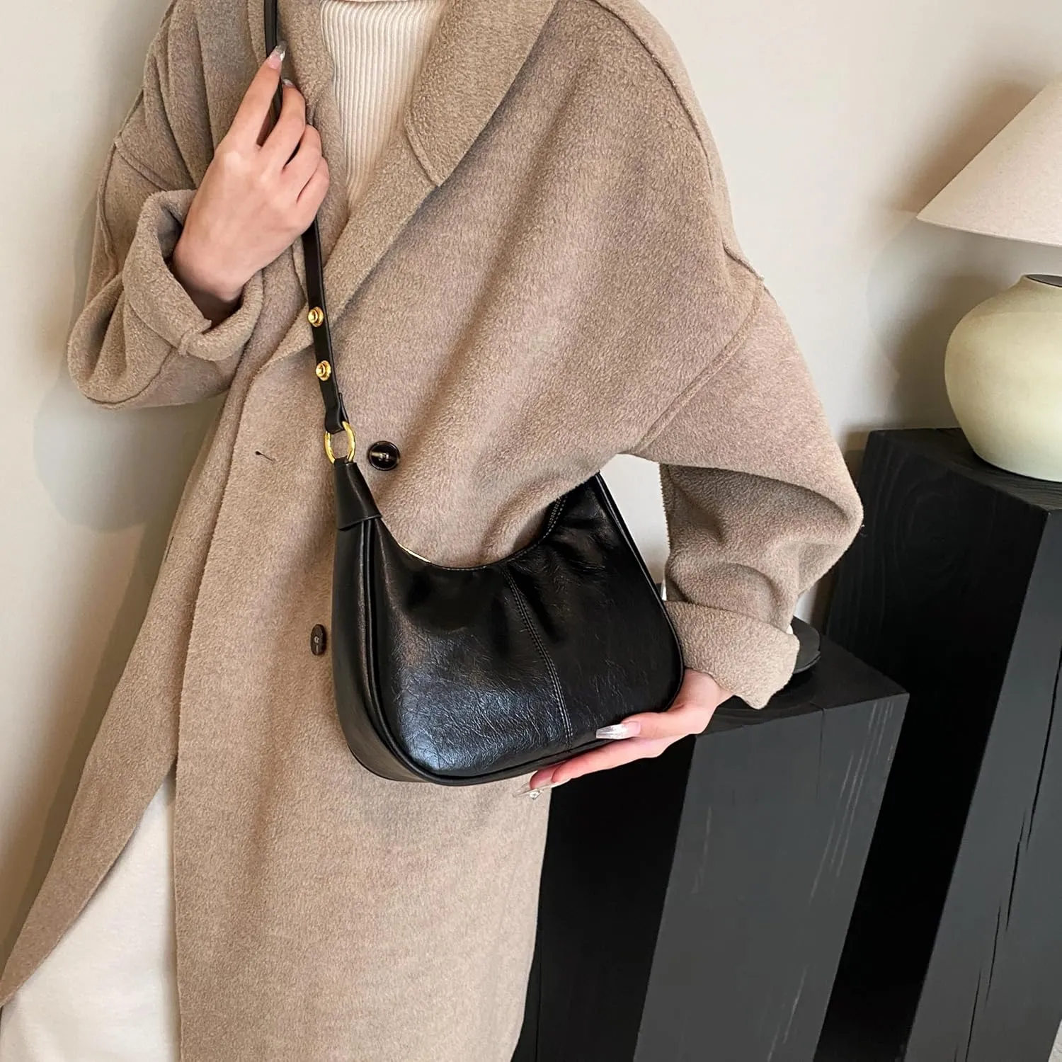 JYG Small Hobo Bags for Women Retro Crescent Shoulder Purse Fall Soft Crossbody Handbag 2025