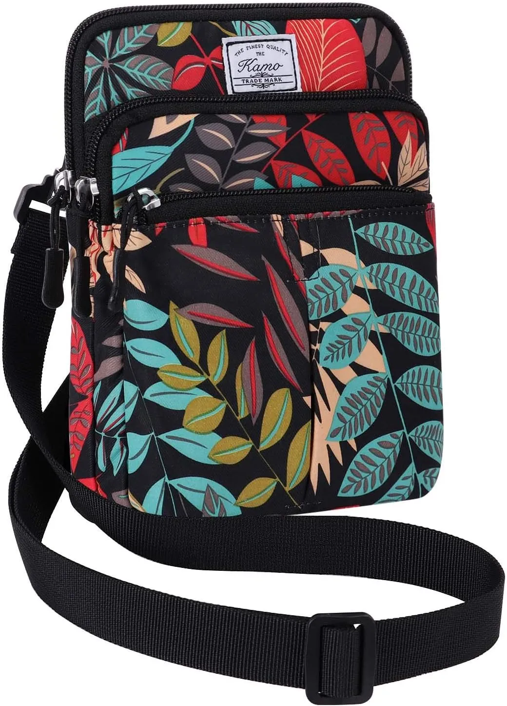 KAMO Multifunction Phone Bag One Shoulder Phone Waist Bag Diagonal Cross Bag Smart Phone Case Outdoor Bag Triple Zip Hipster Crossbody Purse for Women & Men Maple leaf
