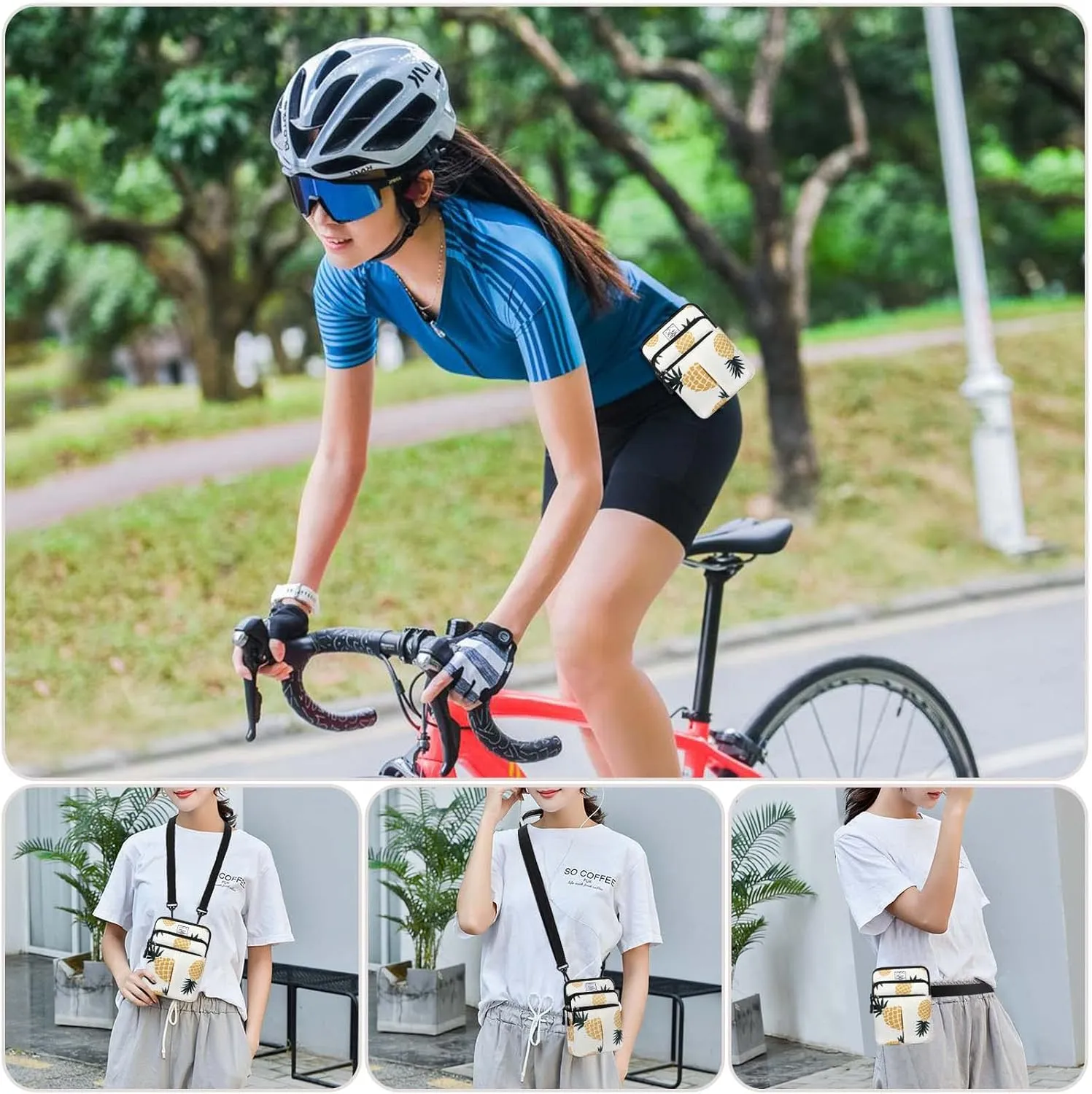 KAMO Multifunction Phone Bag One Shoulder Phone Waist Bag Diagonal Cross Bag Smart Phone Case Outdoor Bag Triple Zip Hipster Crossbody Purse for Women & Men