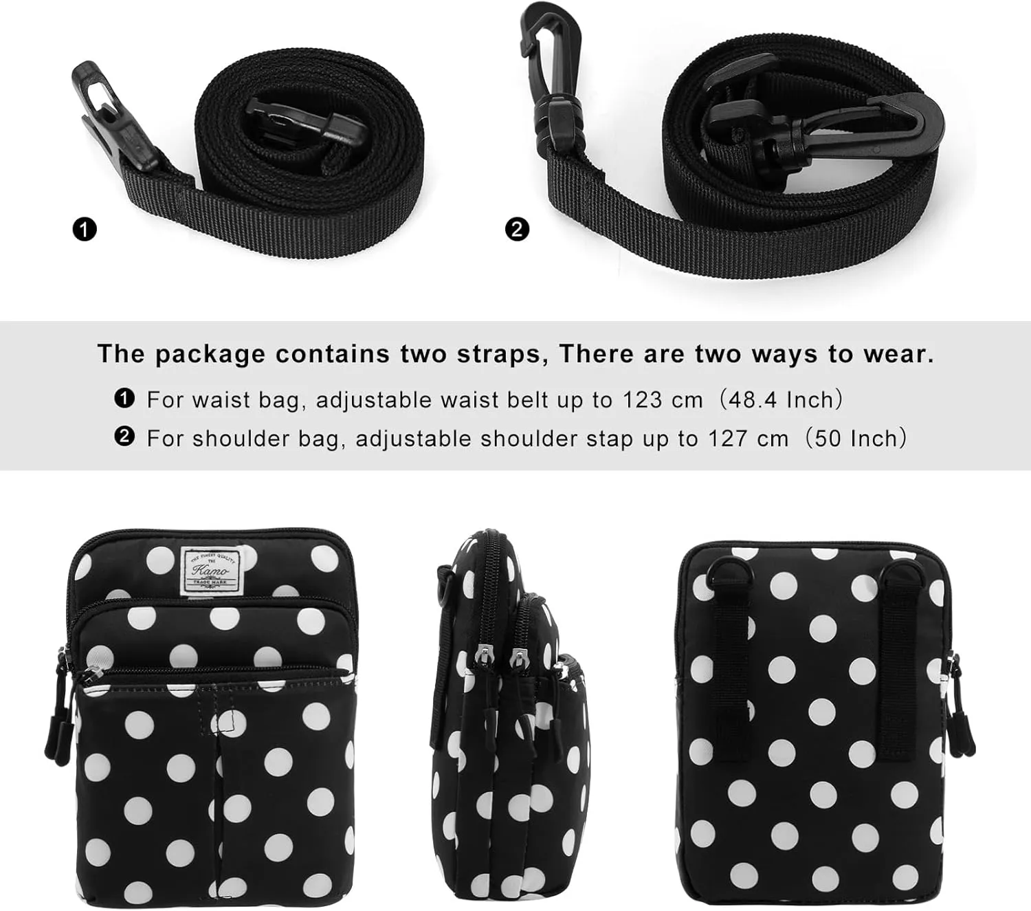 KAMO Multifunction Phone Waist Bag - Diagonal Crossbody Purse for Women & Men