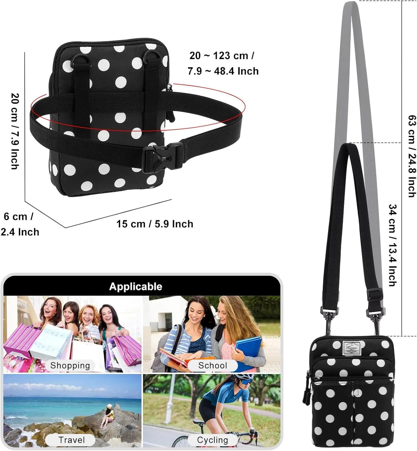 KAMO Multifunction Phone Waist Bag - Diagonal Crossbody Purse for Women & Men