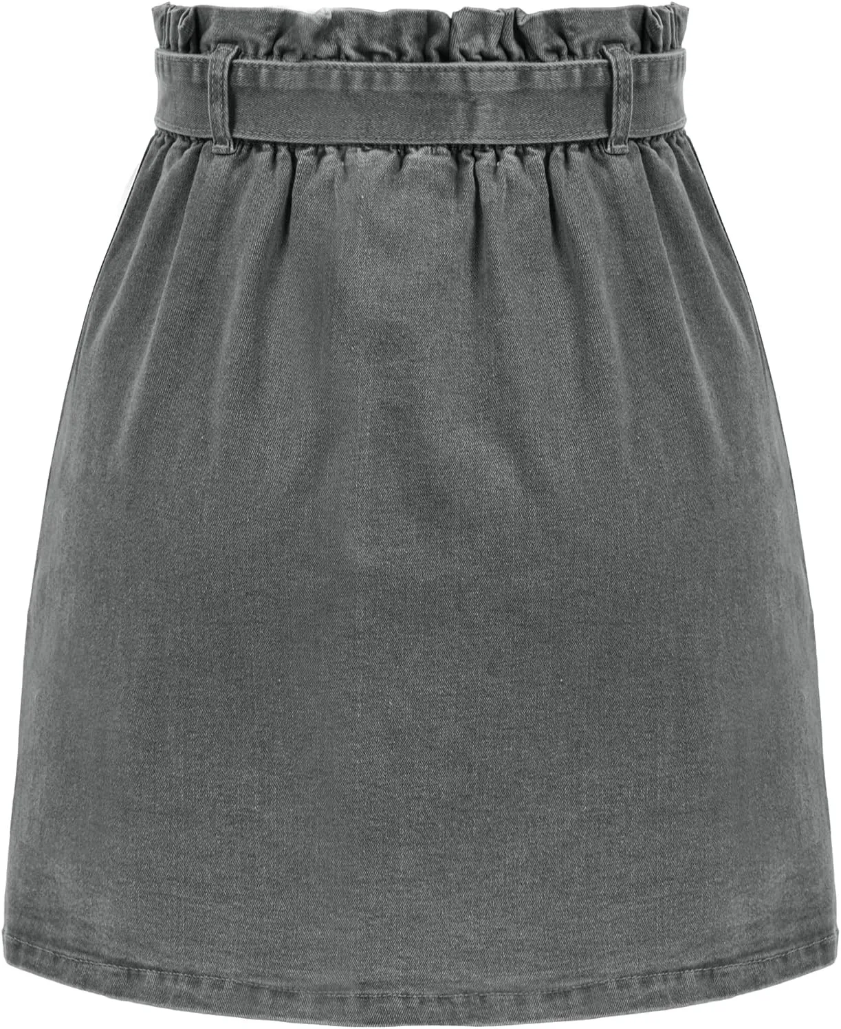 KANCY KOLE Women's Casual High Waist A Line Skirt Denim Skirt Elastic Waist Jean Short Skirt with Pockets