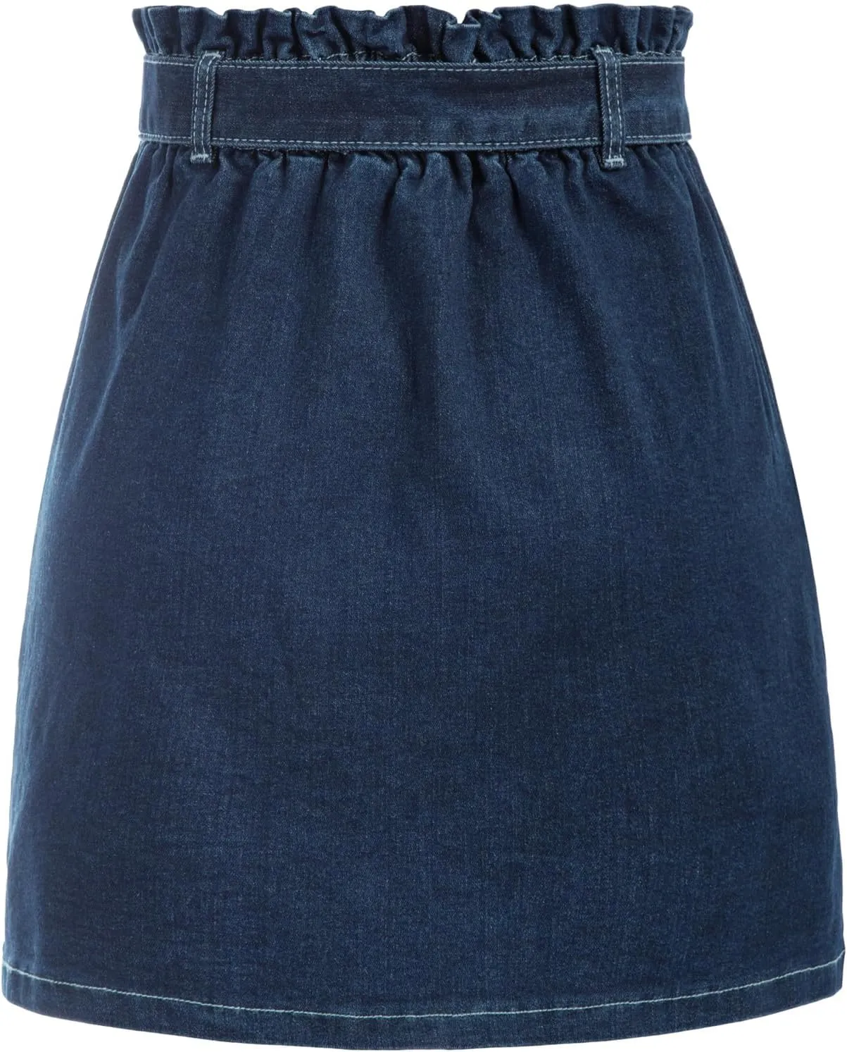 KANCY KOLE Women's Casual High Waist A Line Skirt Denim Skirt Elastic Waist Jean Short Skirt with Pockets
