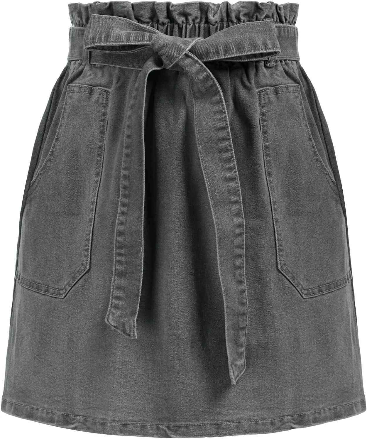 KANCY KOLE Women's Casual High Waist A Line Skirt Denim Skirt Elastic Waist Jean Short Skirt with Pockets