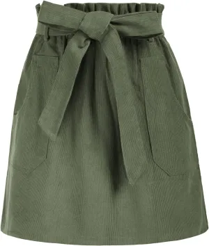 KANCY KOLE Women's Corduroy Skirt Casual High Waist A Line Skirt Skirt Short Skirt with Pockets Elastic Waist