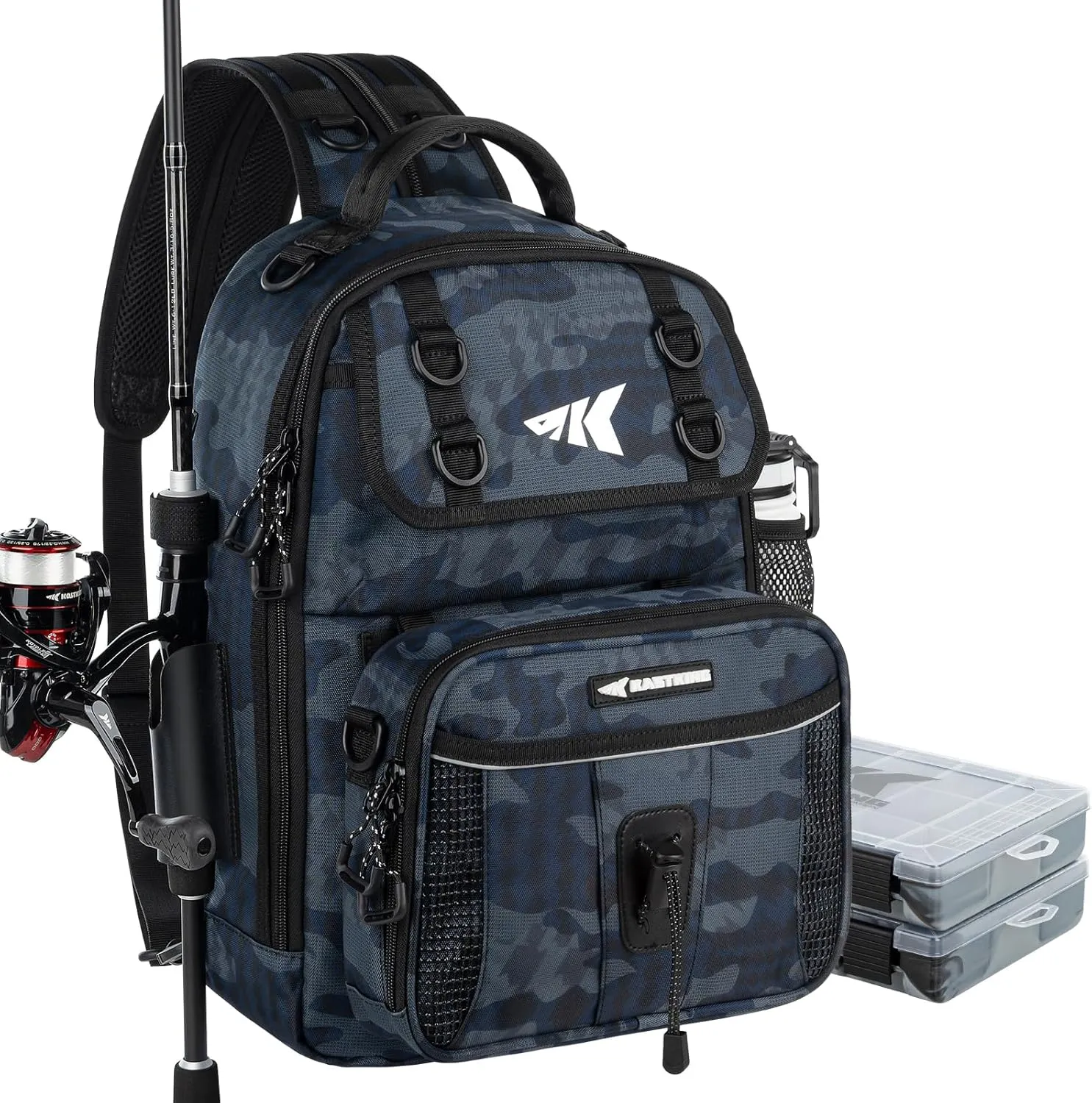 KastKing BaitSpace Fishing Sling Bag, Fishing Backpack with Rod & Beverage Holder, Tackle Bag for Fishing Gear