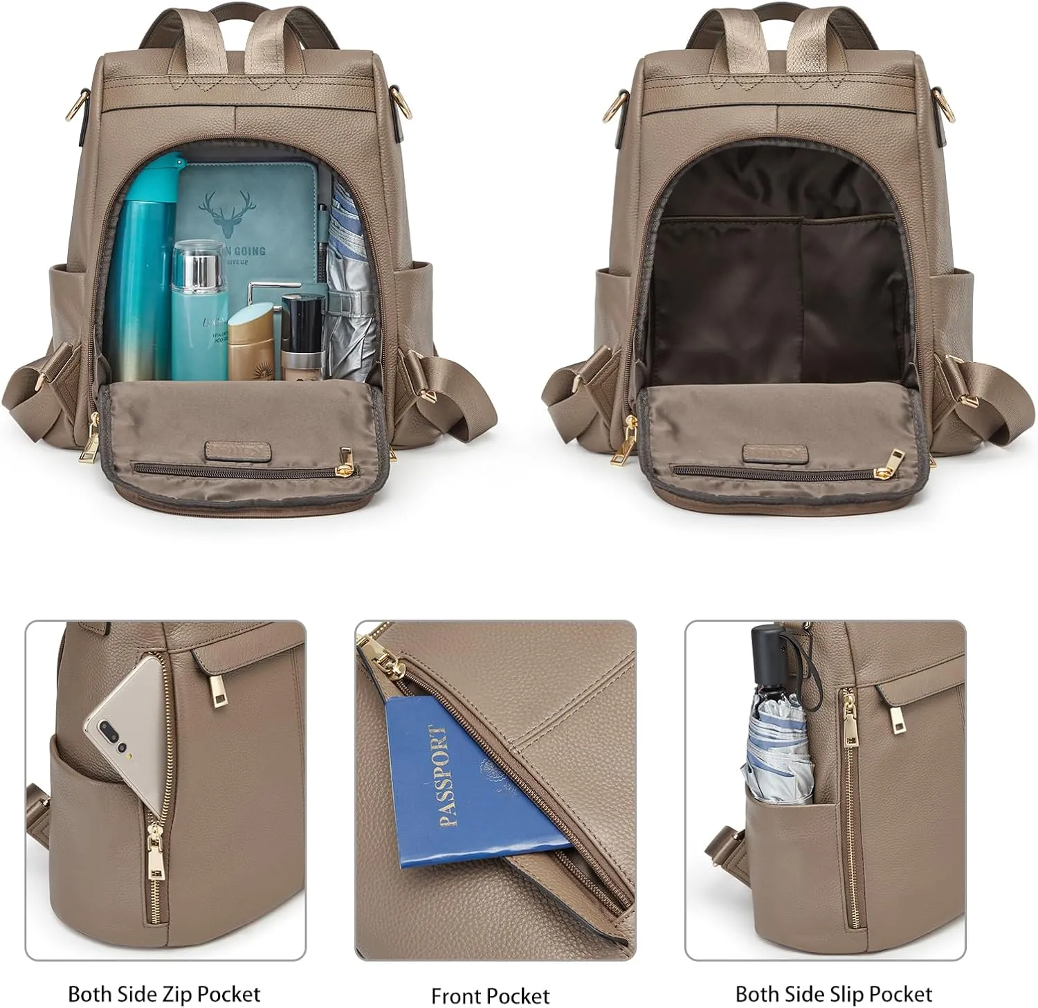 Kattee Women's Anti-Theft Backpack Purse Genuine Leather Shoulder Bag Fashion Ladies Satchel Bags