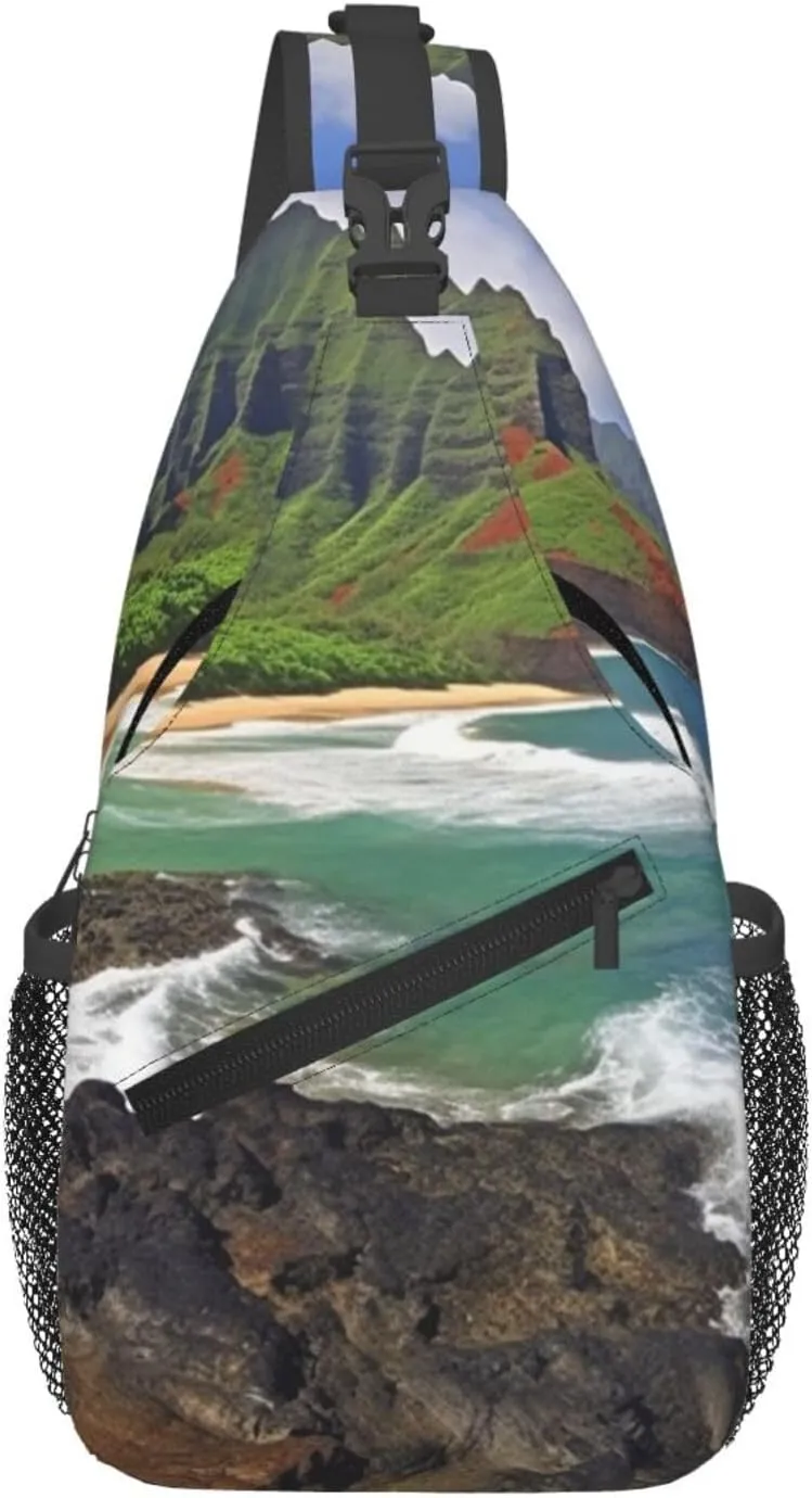 Kauai Hawaii Seashore Sling Bag Backpack For Men Cross Chest Bag Crossbody Shoulder Bag Travel Hiking Daypack
