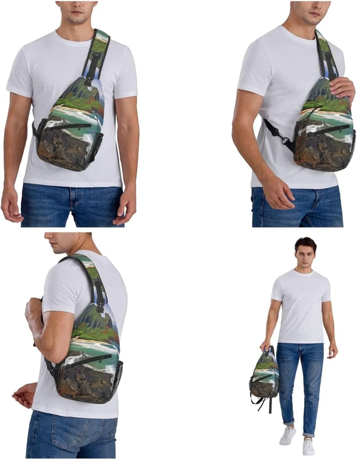 Kauai Hawaii Seashore Sling Bag Backpack For Men Cross Chest Bag Crossbody Shoulder Bag Travel Hiking Daypack