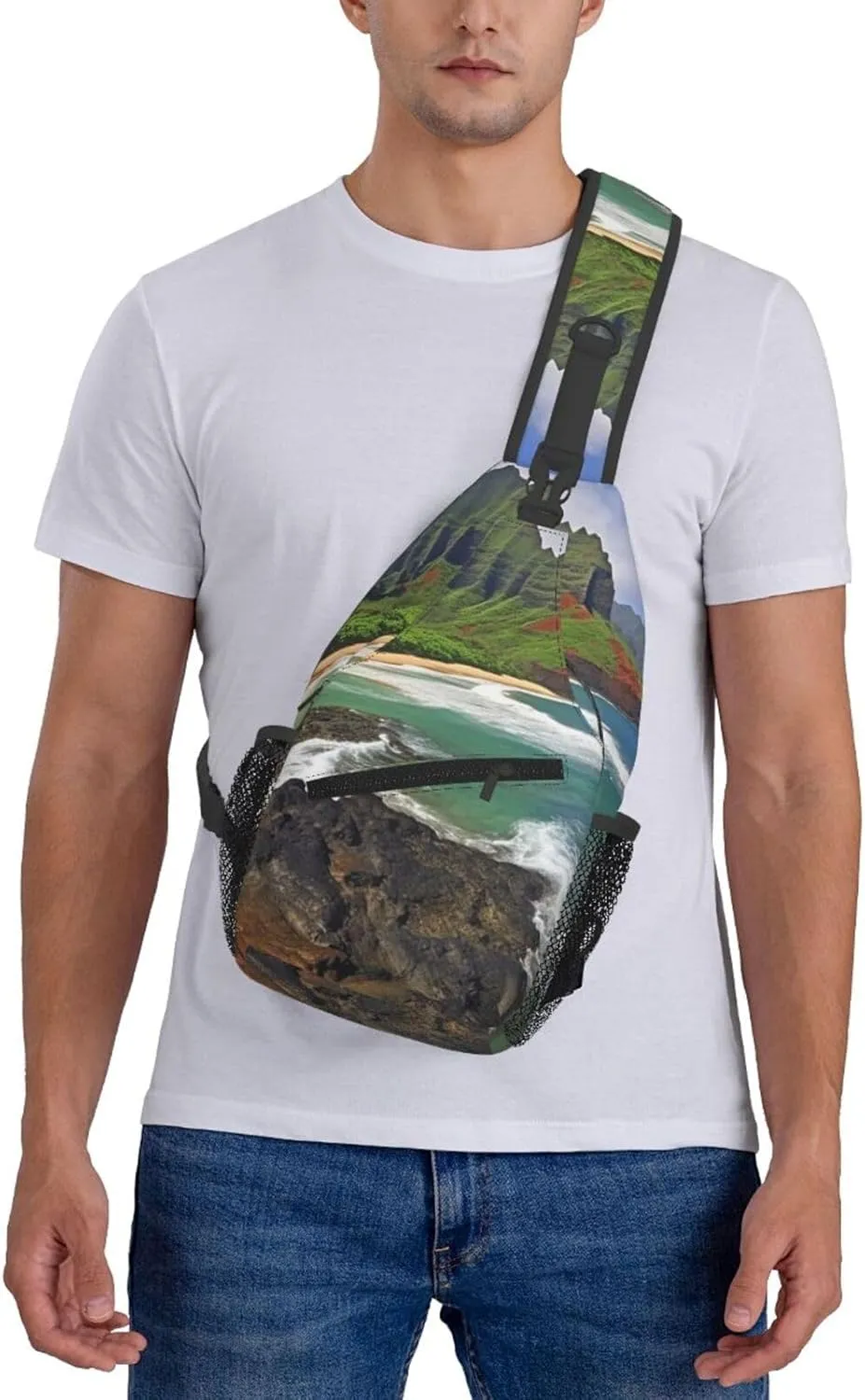 Kauai Hawaii Seashore Sling Bag Backpack For Men Cross Chest Bag Crossbody Shoulder Bag Travel Hiking Daypack